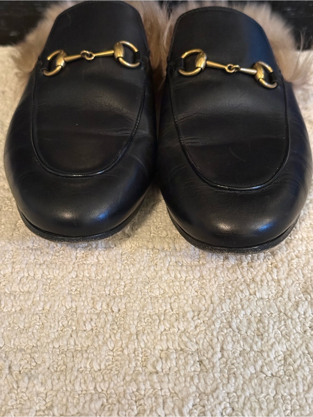 Gucci Princetown Fur-Lined Horsebit Leather Loafers/Mules 40 - Picture 5 of 5